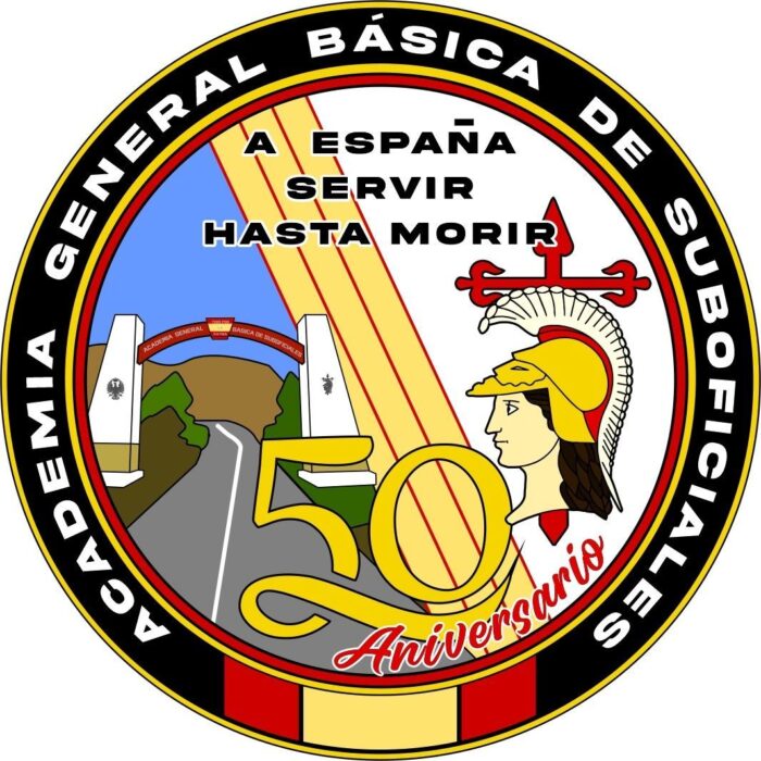 parche_pvc_50_aniversario_agbs_ebs_talarn_españa_servir_hasta_morir_escala_básica_suboficiales_lérida_sargento_ejército_tierra