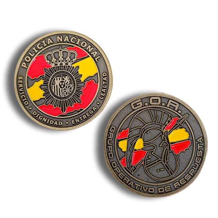 moneda_policia_nacional_cnp_grupo_operativo_de_respuesta_gor_espartano_españa_colección_cuerpo