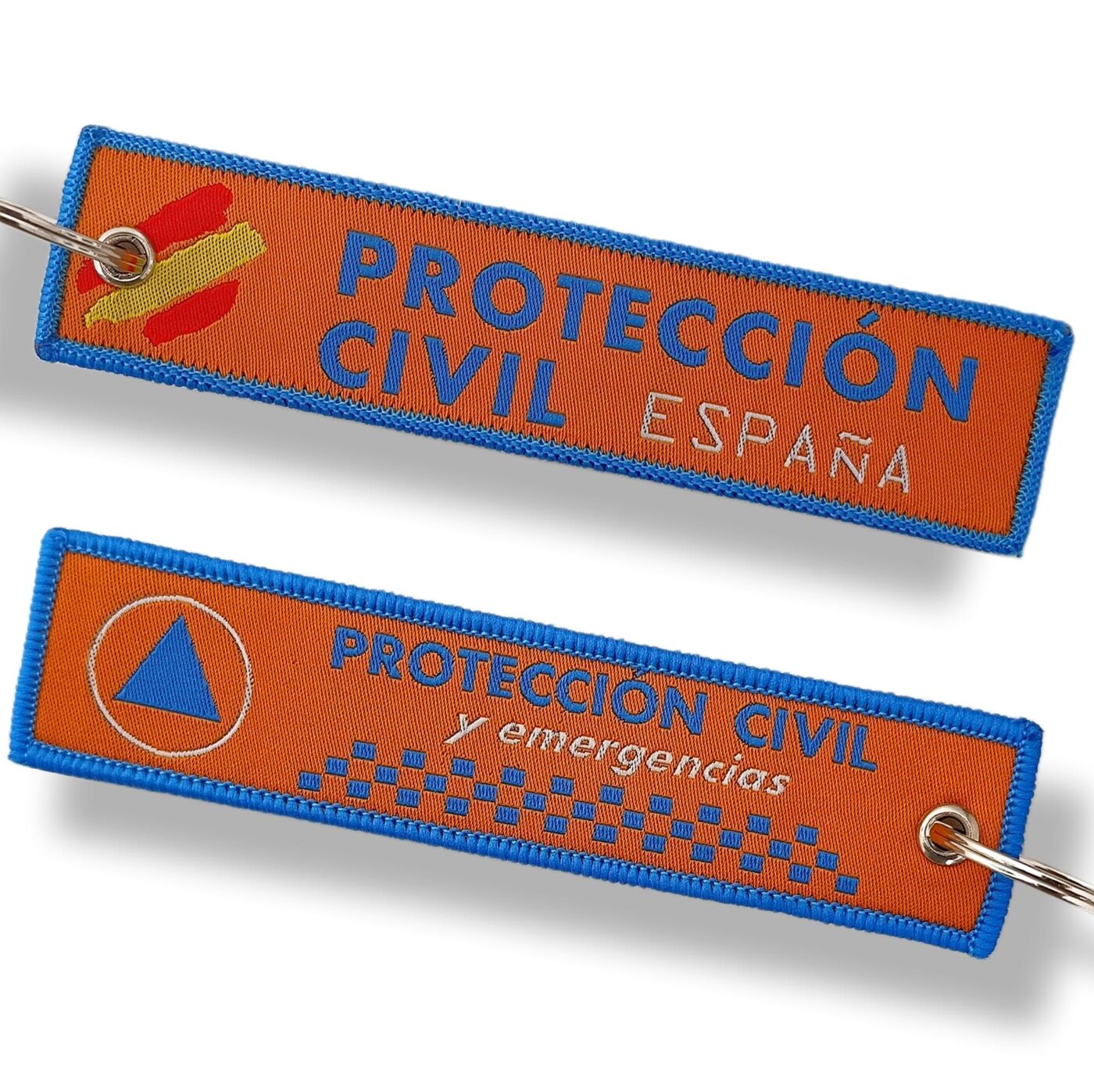 llavero_proteccion_civil_emergencias_negro_naranja_espana_tejido_bordado