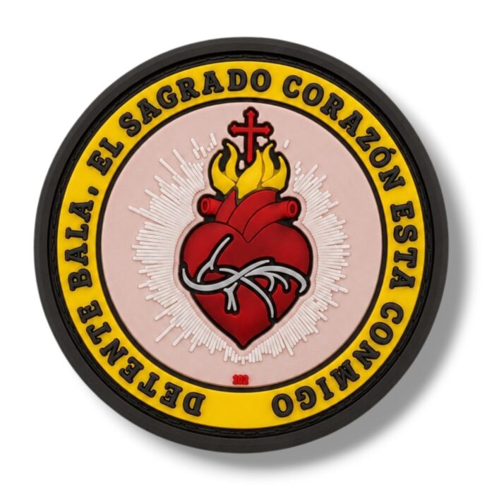 Detente Sagrado Corazon Jesus parche PVC 4 cm con velcro