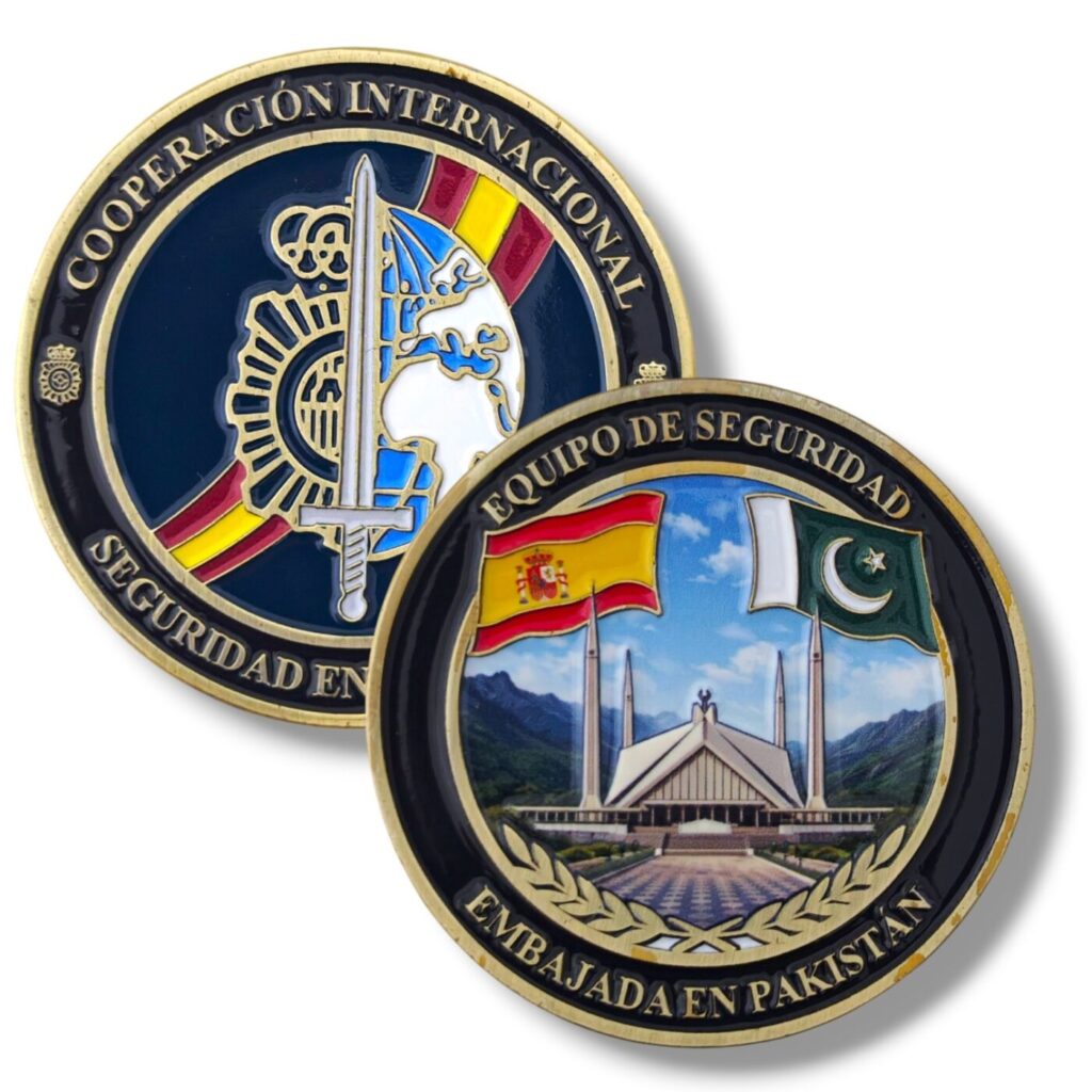 Moneda Embajada Pakistán Policía Nacional 5 cm Equipo de Seguridad en Embajadas
