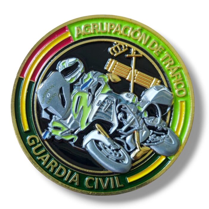 Moneda Guardia Civil Agrupación de Tráfico 5 cm relieve esmalte frontal