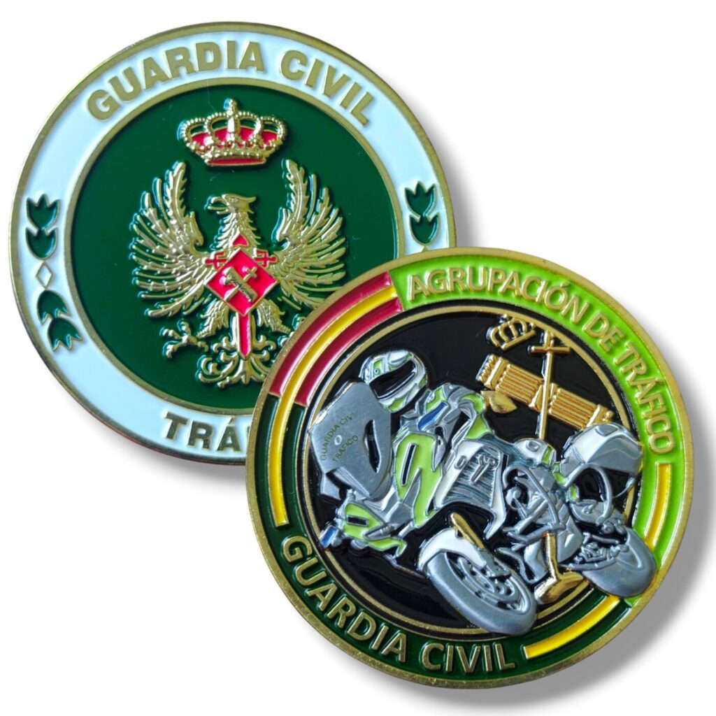 Moneda Guardia Civil Agrupación de Tráfico 5 cm relieve esmalte principal
