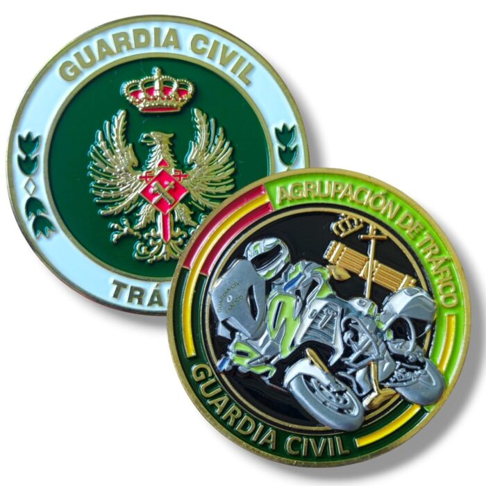 Moneda Guardia Civil Agrupación de Tráfico 5 cm relieve esmalte principal