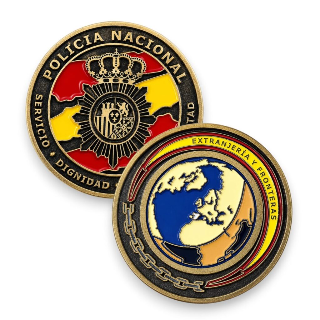 Moneda Policía Nacional Extranjería y Fronteras 4 cm doble cara