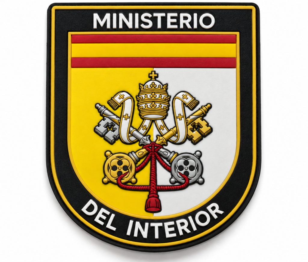 Parche PVC Participación Papa León XIV Ministerio del Interior 8 x 6,7 cm con velcro