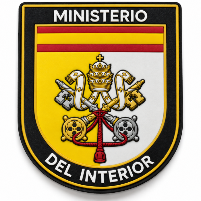 Parche PVC Participación Papa León XIV Ministerio del Interior 8 x 6,7 cm con velcro