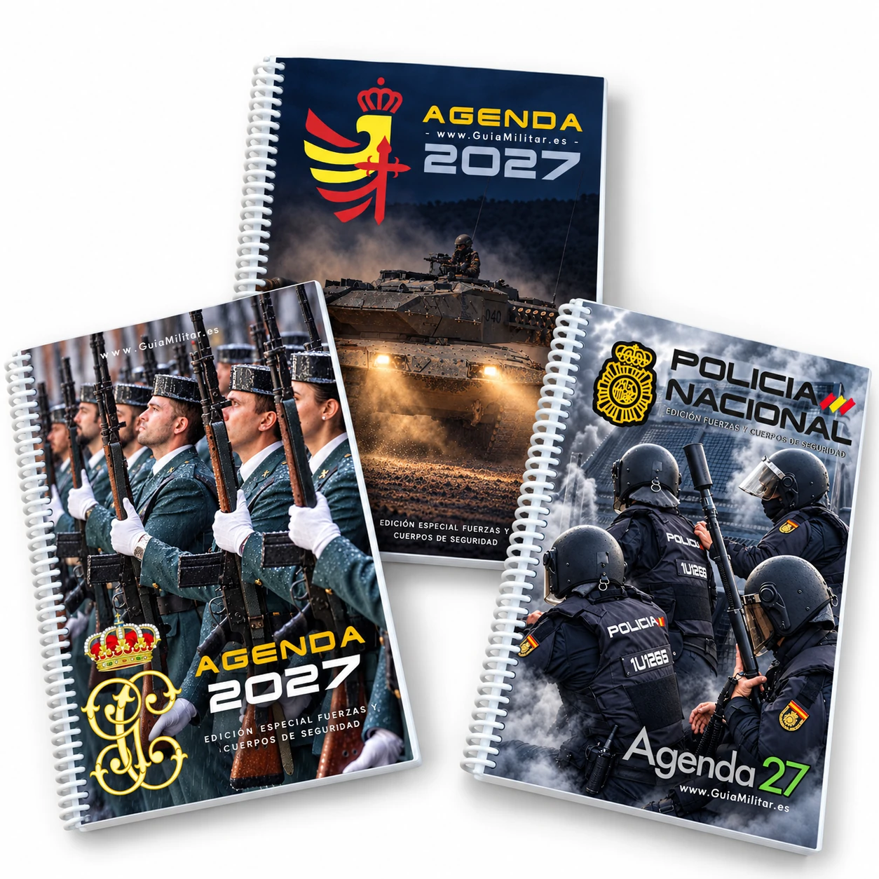 Agendas 2027 de Ejército, Policía Nacional y Guardia Civil con espiral blanca