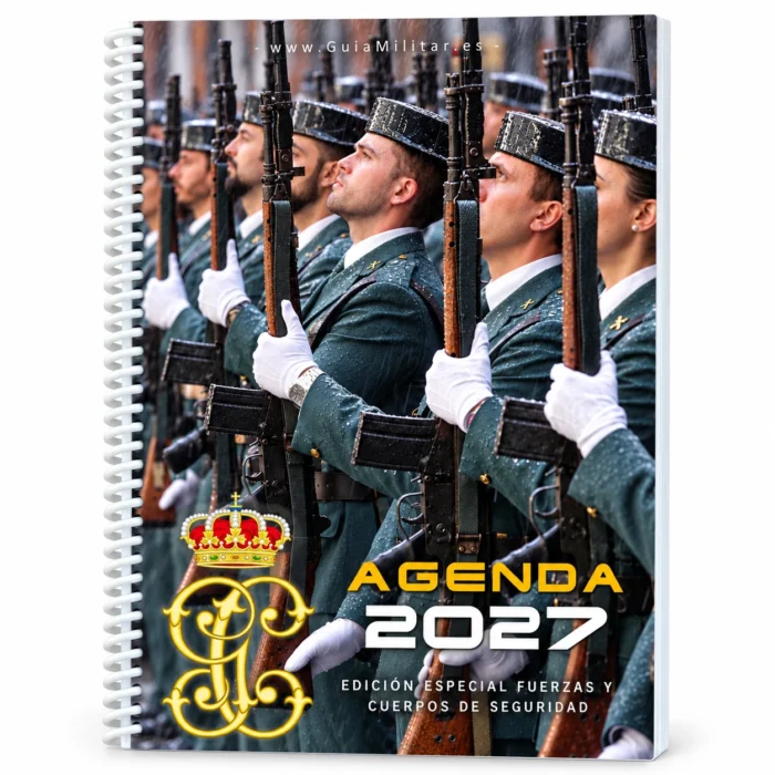 Agenda Guardia Civil 2027 con anillas blancas y portada de formación